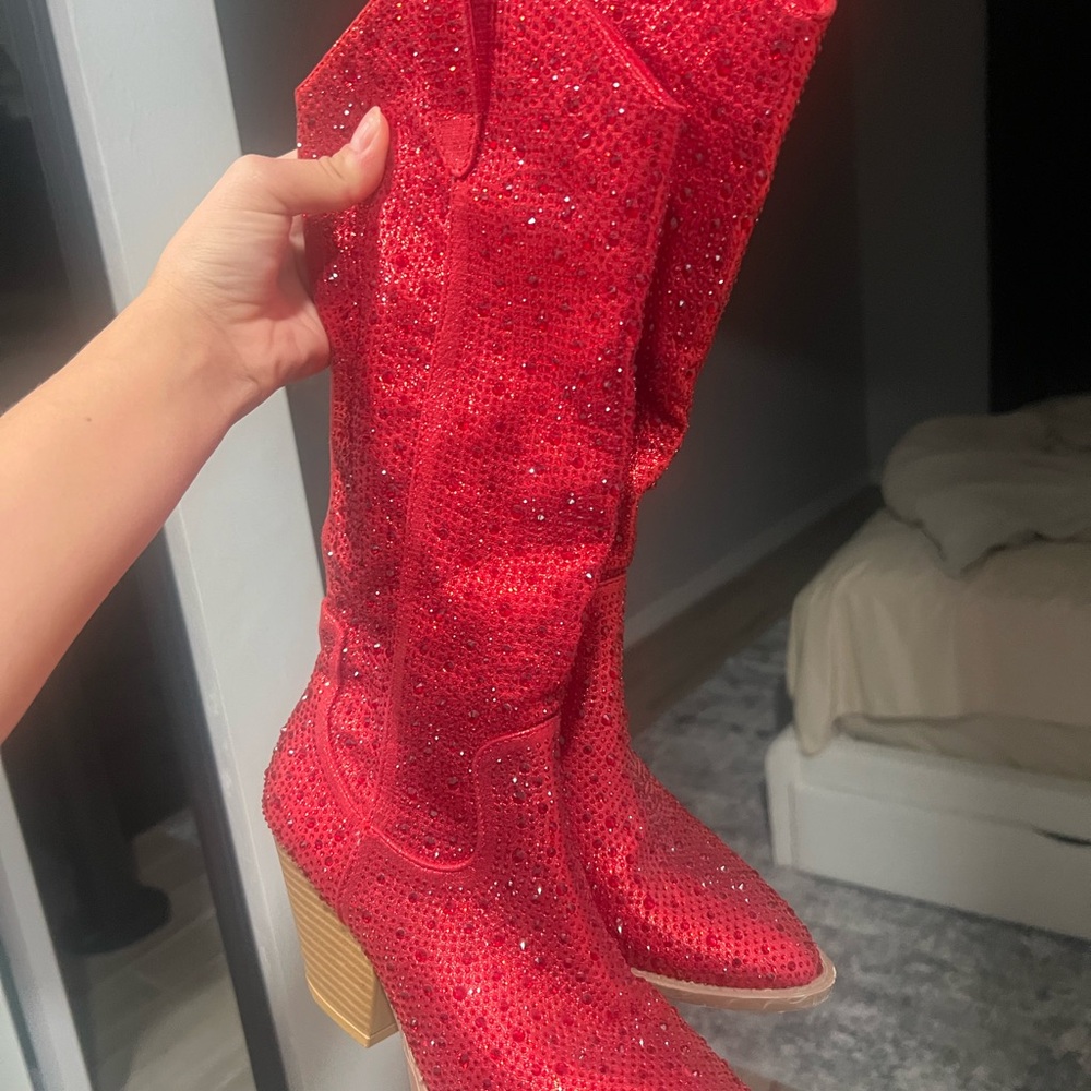 Red Glitter Women's Boots